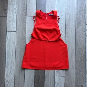 Alexander Wang Layered Stretch Crepe Cutout Backless Orange Top